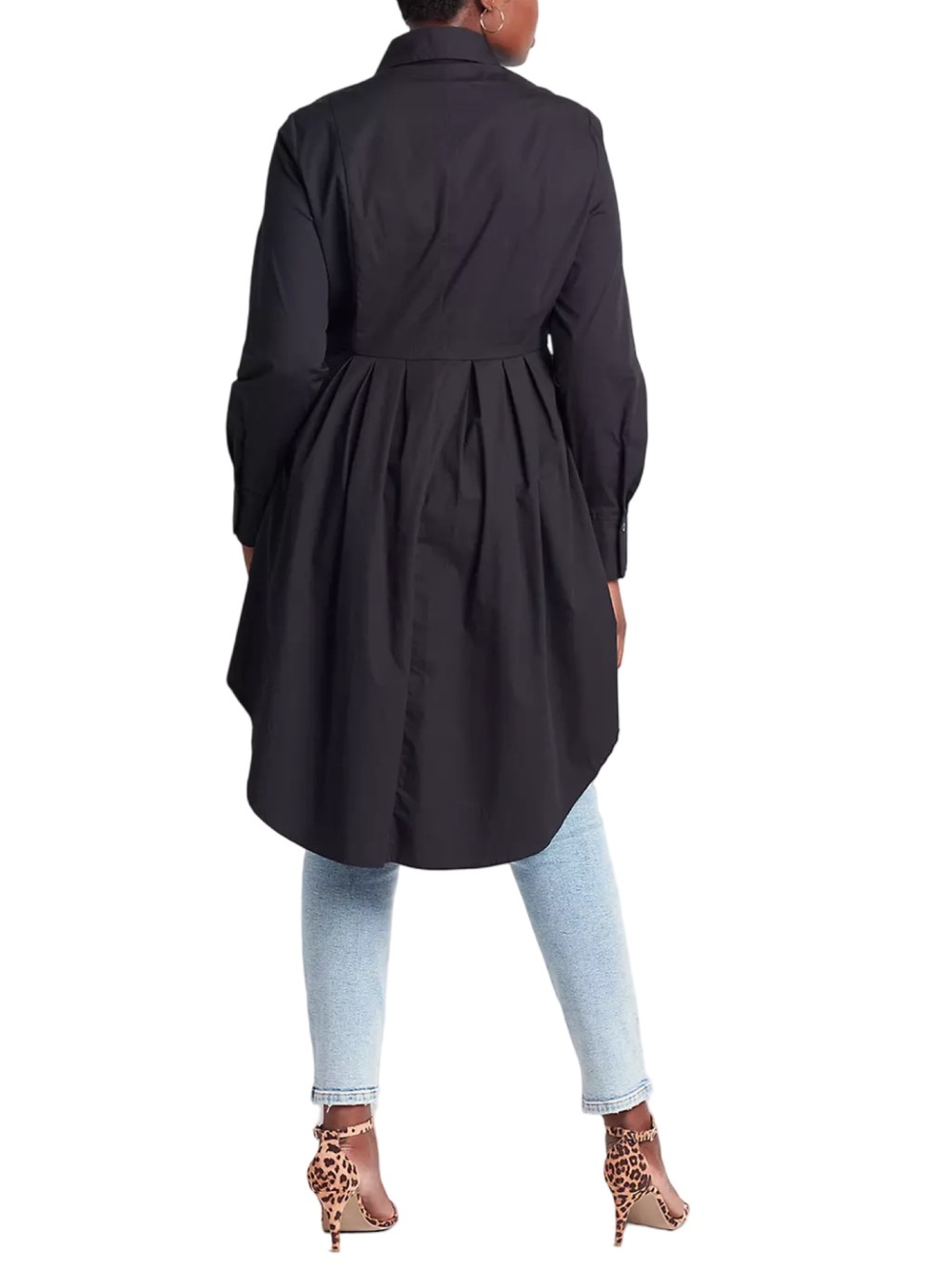 Lane Bryant Extreme Peplum Tunic Shirt Top Long Sleeve Black Size 16 New - Picture 4 of 8